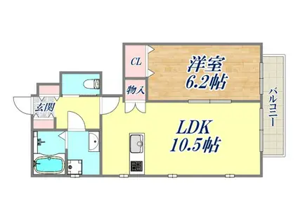 プレステージ甲子園(1LDK/1階)の間取り写真