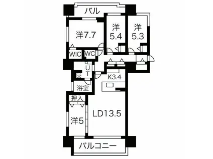 ファインシテイ札幌北19条(4LDK/10階)の間取り写真