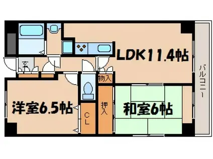 クレストコート海田栄町(2LDK/3階)の間取り写真