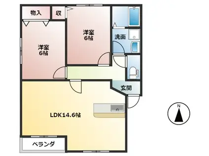 パークメゾン曽根II(2LDK/1階)の間取り写真