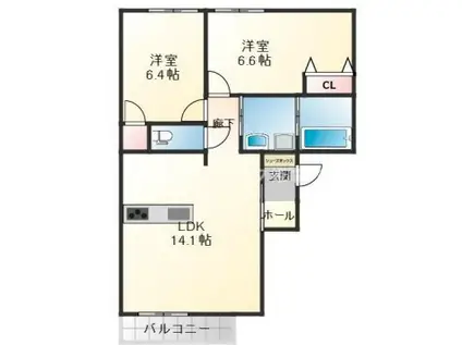 トリニティII(2LDK/3階)の間取り写真