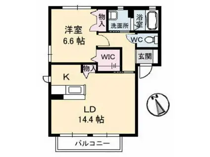 ダンデライオン D棟(1LDK/2階)の間取り写真