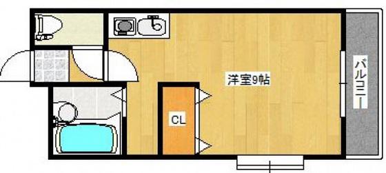 ロイヤルヴィラ下伊福(ワンルーム/1階)の間取り写真