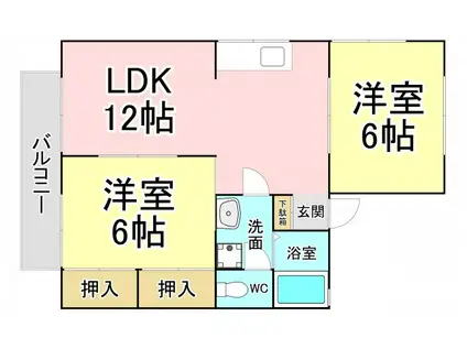 クラッセ永犬丸(2LDK/2階)の間取り写真