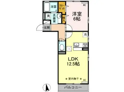 ヴァンベール(1LDK/1階)の間取り写真