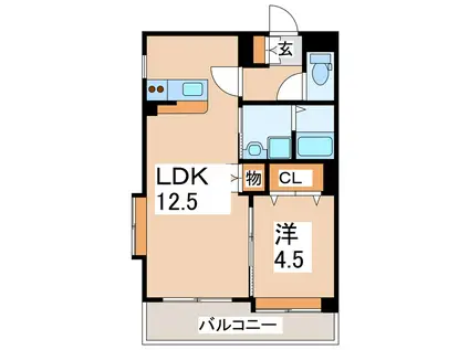 フォンス新水前寺(1LDK/4階)の間取り写真