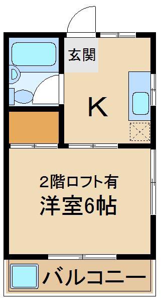 東村山YKハイツ(1DK/2階)の間取り写真