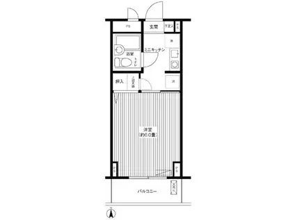 サンハイム南馬込(1K/4階)の間取り写真