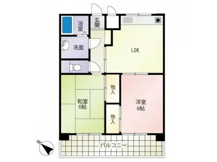 コーポ梶岡(2DK/4階)の間取り写真