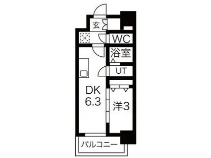 メイクスWアート名駅南III(1DK/7階)の間取り写真