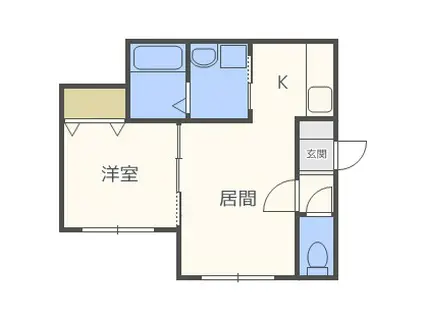 ルチアーノ山鼻(1LDK/3階)の間取り写真