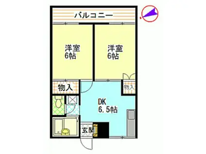 シャトーエスポワール(2DK/2階)の間取り写真