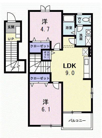 コスモハイツ(2LDK/2階)の間取り写真