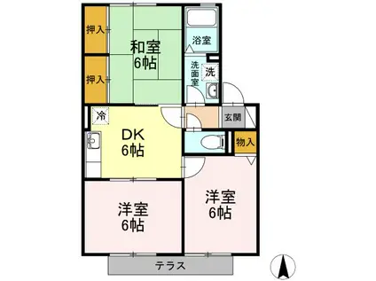 ハイカムールSHIMIZU(2LDK/1階)の間取り写真