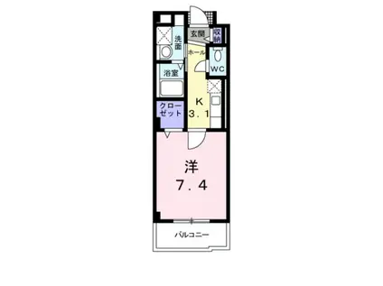 プリムローズヒル(1K/1階)の間取り写真