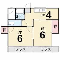 コーポ若藤(2DK/3階)の間取り写真