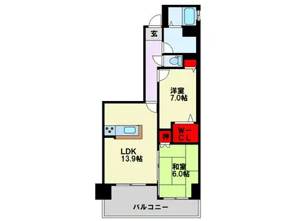 ルワージュ八幡駅前II(2LDK/8階)の間取り写真