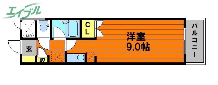 プランドール内山下(1K/5階)の間取り写真