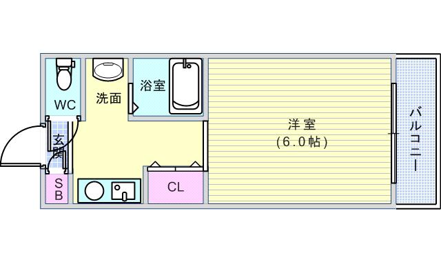 北之庄西町ビル(1K/6階)の間取り写真
