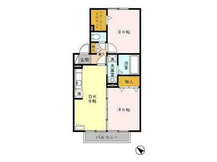 プロヴァンス南太閤山(2DK/2階)の間取り写真