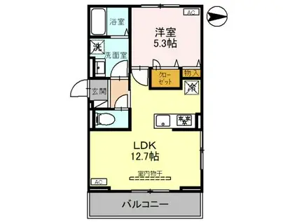 カスタリアⅦ(1LDK/2階)の間取り写真