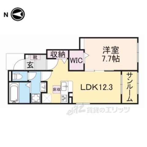 グランド萩ヶ丘2(1LDK/1階)の間取り写真