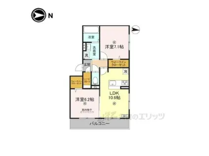 近鉄奈良線 新大宮駅 徒歩18分 3階建 築1年(2LDK/2階)の間取り写真