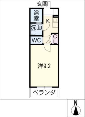 ルミナス常滑(1K/2階)の間取り写真
