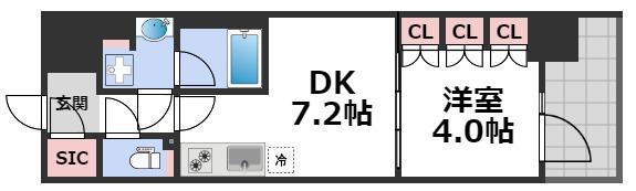 コンフォリア・リヴ北久宝寺Q(1DK/8階)の間取り写真