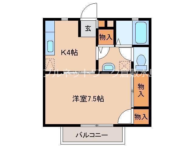 リビエール倉敷C棟(1K/1階)の間取り写真