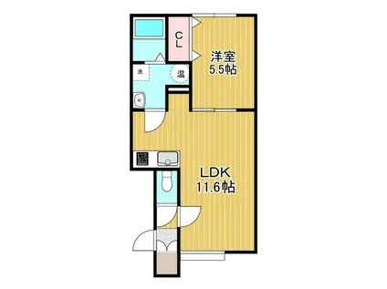 LE REVE東室蘭(1LDK/1階)の間取り写真