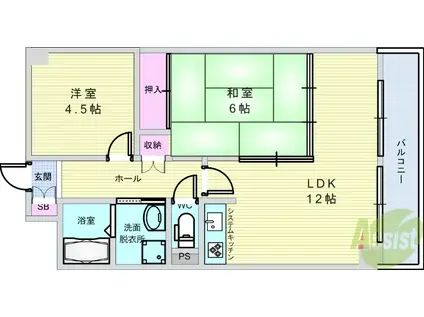 空港リブレ大阪屋(2LDK/5階)の間取り写真