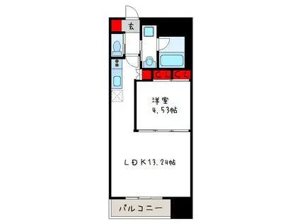 プレジオ永和ASIAN(1LDK/13階)の間取り写真