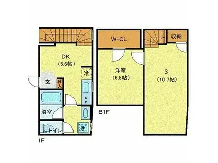プライベートプレイス広尾(1SDK/B1階)の間取り写真