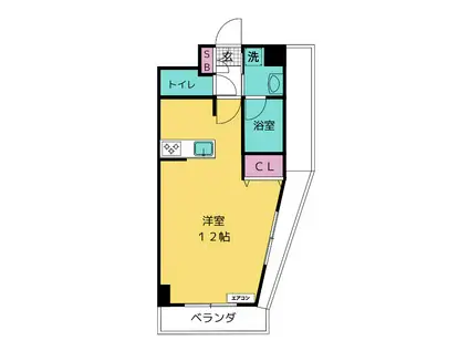 カーサーシンセラー(ワンルーム/6階)の間取り写真