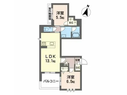 SHAMAISON GARDENS 御影(2LDK/2階)の間取り写真