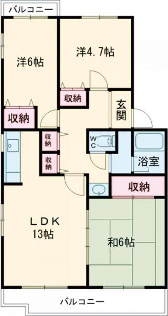 ガーデンプラトー河和田 C棟(3LDK/4階)の間取り写真