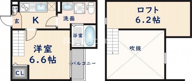 クレストヴィラ(1K/1階)の間取り写真