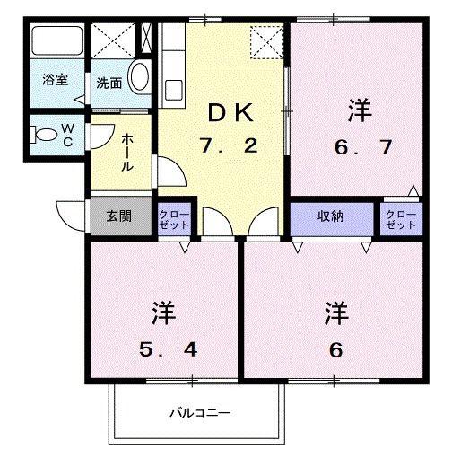 ハイツFLOWER(3DK/1階)の間取り写真