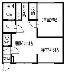 ホワイトハウス411(2DK/2階)の間取り写真