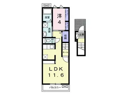 サンテールIII B(1LDK/2階)の間取り写真