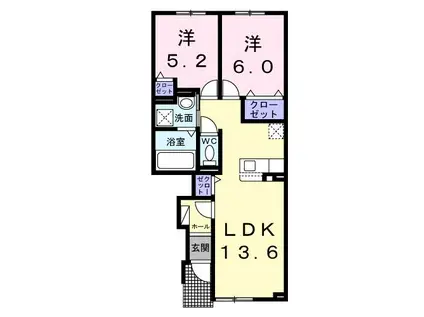 エス・スールX(2LDK/1階)の間取り写真