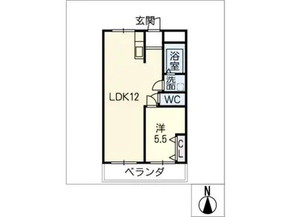 ラティーナ岐阜(1LDK/2階)の間取り写真