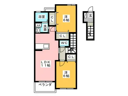 ラフレシールA(2LDK/2階)の間取り写真