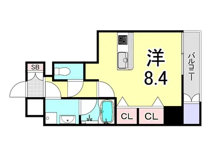 ブランTAT西宮江上町(1K/7階)の間取り写真