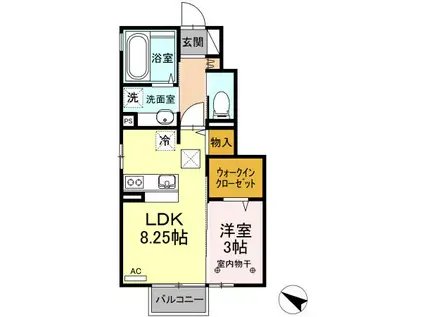 アバンサール(1LDK/1階)の間取り写真