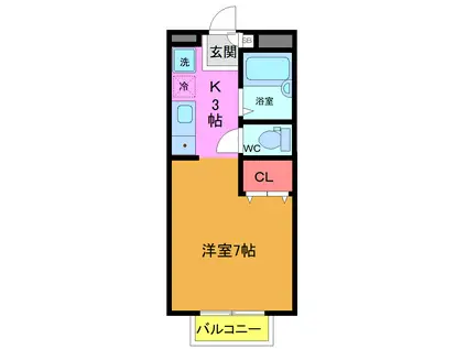 メゾンパティオB(ワンルーム/1階)の間取り写真