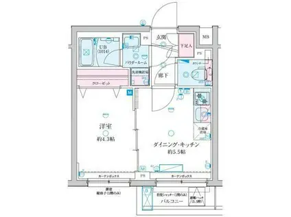 GENOVIA京成立石V(1DK/3階)の間取り写真