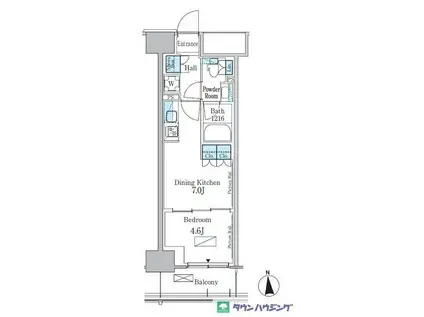 パークアクシス新宿百人町(1DK/6階)の間取り写真