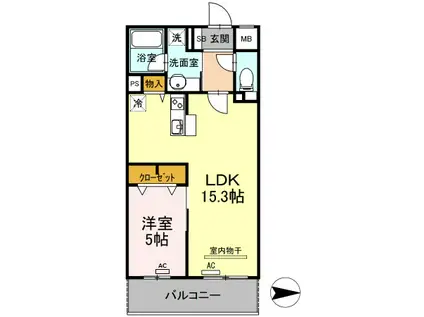 DIMORARE(1LDK/4階)の間取り写真